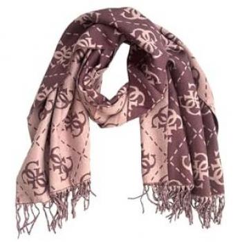 Guess Women's Jacquard Logo Scarf - Bordeaux/Pink/Violet, One Size