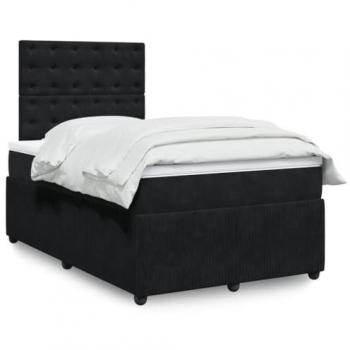 Cama box spring con colchón terciopelo negro 120x200 cm