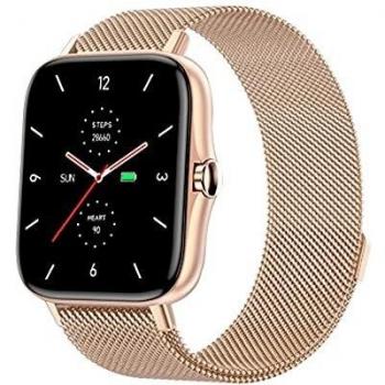 DCU TECNOLOGIC | Smartwatch Modern | Reloj Inteligente Llamadas | Notificaciones Apps y Llamadas | 8 Modos de Deporte | IP67 | 2 Correas Metal Oro Rosa + Silicona Rosa