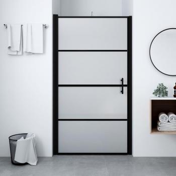 Puerta de Ducha de Vidrio Templado Esmerilado Negra 100x178 cm