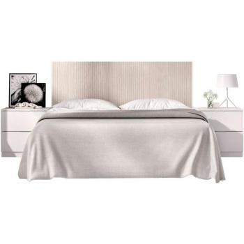 Conjunto De Dormitorio Lusa Cabecero + 2 Mesitas De Noche Blanco/Natural 106X259x34,2 Cm