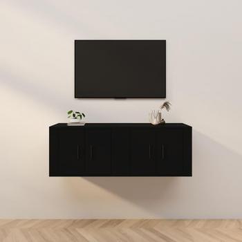 Mueble TV de pared 2 piezas negro 57x34,5x40 cm