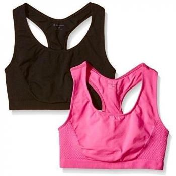 Champion Mujer Sport BH 2pp Seamless Top, mujer, Sport Bh 2PP Seamless Top, New Black/Pink Bubble Fluo, medium