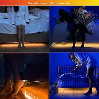 Samoleus Luz de la Cama Activada por Movimiento, 1.5M Luces Brillantes Flexibles de la Noche de la Cama de Tira del LED Encienden para Arriba su Dormitorio, Sitio del Cabrito, Armario, Cuarto de Baño