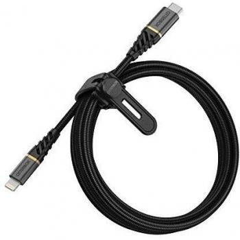 Cable USB-C a Lightning OtterBox Premium de 2m, Carga Rápida, Certificado MFi, Ultra Resistente y Reforzado en Nylon, Color Negro