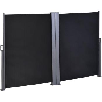 Outsunny Toldo Lateral Doble Retráctil 600x160 cm Pantalla de Privacidad Extensible con Ángulo Ajustable y Protección UV 50+ para Jardín, Balcón o Terr