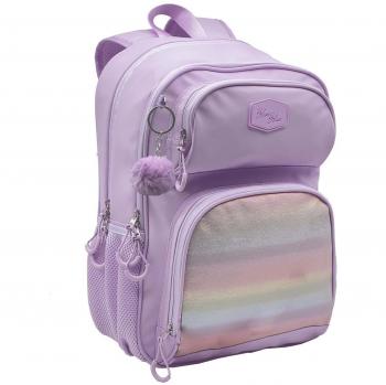 Mochila Escolar Blin-Blin Rosa Arcoíris 42 x 31 x 17 cm, Doble Compartimento, Adaptable a Carro