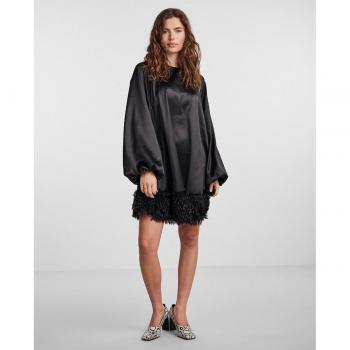 Yas Vestido corto plumas - Vestido corto con detalles de plumas, diseño elegante, ajuste cómodo, material ligero y transpirable, disponible en varias tallas y colores