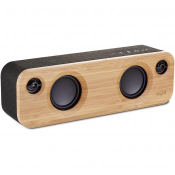 Marley Get Together Mini Altavoz Pórtatil con Bluetooth, Entrada Auxiliar, 10 hs de Batería, Subwoofers de 2,5. Fabricado con Tela REWIND, Frente de Bambú y Aluminio Reciclable, Pulgadas - Negro