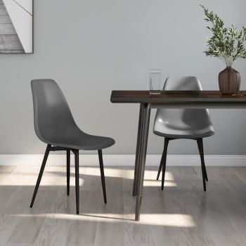 Sillas de comedor 2 piezas PP gris