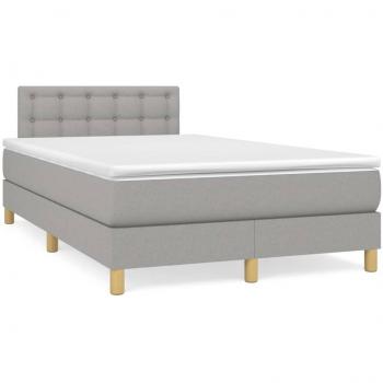 Colchón cama de muelles y tela LED gris claro 120x190 cm - Cama box spring con colchón y led tela gris claro 120x190 cm Vidaxl Gris