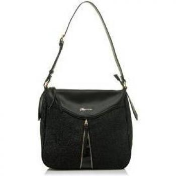 Bolso de hombro negro con cremallera y correa ajustable Mariamare - Modelo Down