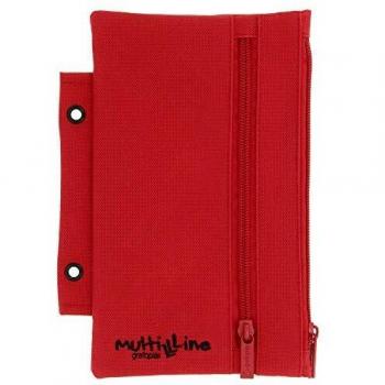 Grafoplás 37542151. Estuche Escolar Para Carpetas de Anillas, Rojo, 21x12cm, Serie Multiline