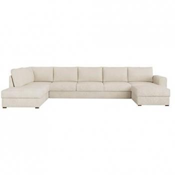 Sofá rinconero Comfivo 262, con función de descanso, caja de ropa de cama, dimensiones 370 x 85 x 186 cm, tapizado en Abriamo 03, lado izquierdo