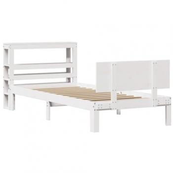 Estructura de Cama Blanca con Cabecero Sin Colchón 90x200 cm