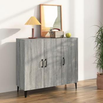 Aparador de madera de ingeniería 90x34x80 cm, Mueble de Almacenaje de Salón, Buffet para salón Moderno, Armario Auxiliar, Armario de Almacenamiento en color gris Sonoma