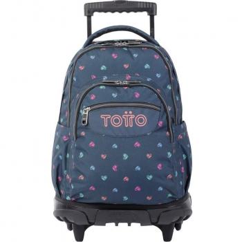 TOTTO - Mochila escolar con ruedas estampado corazones - Renglones-5JH