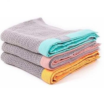 Manta Mamadesigns Algodón - Gris con Ribete Rosa