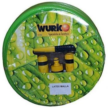 Wurko - Manguera Malla Latex Verde con Accesorios 15 mm 20 Bar, Rollo 20 Metros