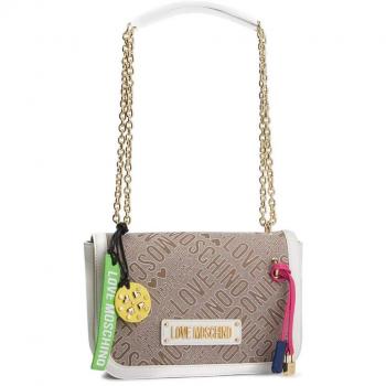 Love Moschino Logo Jacquard Bolso de hombro natural/blanco