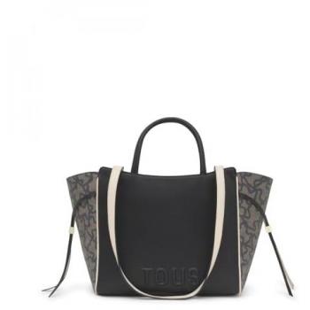 Bolso TOUS City mediano Kaos Icon negro con cierre de broche y doble asa