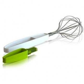 Tomorrow's Kitchen 4665660 - Batidor de acero inoxidable y cepillo para glasear en un solo espacio