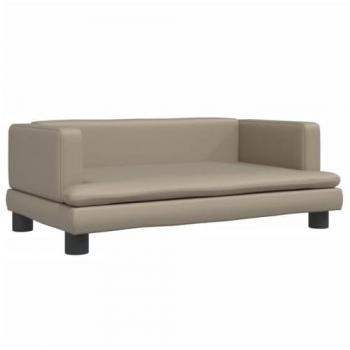 Sofá para niños de cuero sintético capuchino 80x45x30 cm Marrón