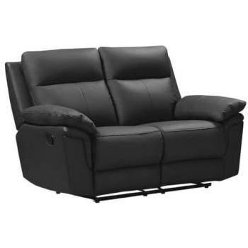 Sofá de 2 plazas relax de piel de búfalo Pakita - Negro