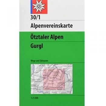 Mapa topográfico 30/1 Ötztaler Alpen-Gurgl 1:25.000 con rutas de senderismo y esquí