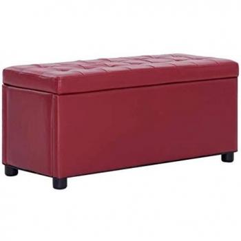 Otomana de almacenaje cuero sintético color vino tinto 875 cm