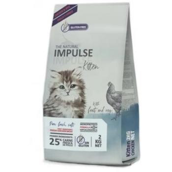 The Natural Impulse Kitten - Comida para Gatos con Pollo Fresco y Arroz, 2 kg, alimentación monoproteica sin gluten