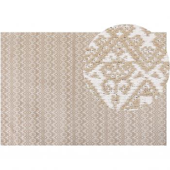 Alfombra de Yute Beige 200 x 300 cm Rectangular con Patrón Geométrico Tejido Plano