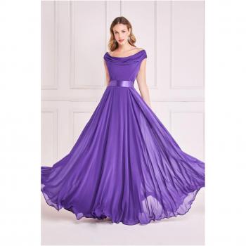 Goddiva Cowl Neck Chiffon Maxi Dress - Purple