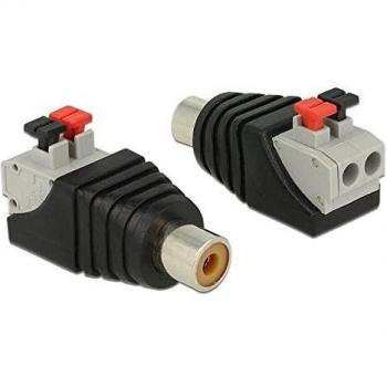 Adaptador RCA Hembra a Terminal Block de 2 Pines con Botón de Presión - DeLOCK 65565