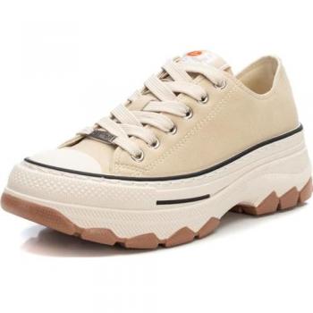 Zapatillas Bajas Casual para Mujer Refresh 172319 Beige con Cierre de Cordón, Talla 37