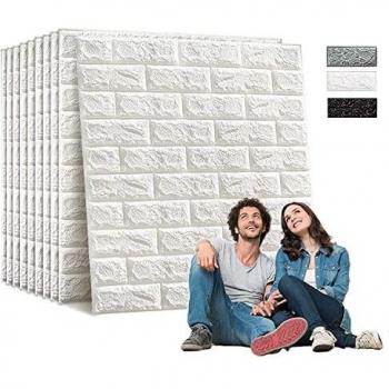 Edihome, Paneles PVC Pared, Paneles Decorativos 3D, Revestimiento de Paredes, Efecto Ladrillo de Piedra, 77x70cm, 10 piezas, Autoadhesivo, Papel Pintado Pared para Cocina, Dormitorio, Salón