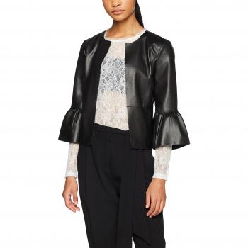 Only Onldance Frill Faux Leather Jacket Otw, Chaqueta de Traje para Mujer, Negro