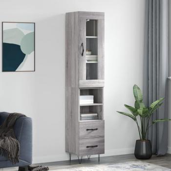Aparador alto de madera contrachapada gris Sonoma 34,5x34x180 cm