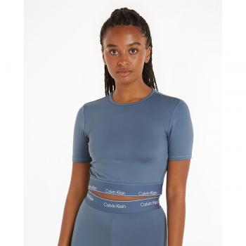 Camiseta deportiva cropped Calvin Klein Sport azul mujer - S
