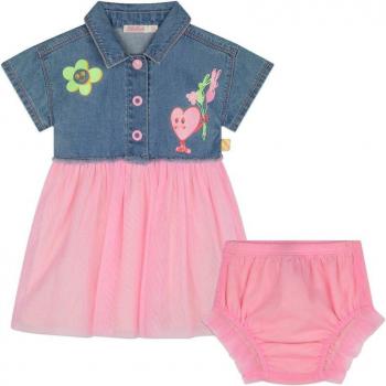 Conjunto de bebé niña Billieblush - vestido combinado y bloomer U20029