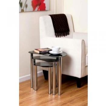 Aspecto de cristal corona Nesting Tables, 52,0 x 34,5 x 46 cm/39,6 x 30 x 40 cm/28,0 x 25 x 33 cm, Set de 3 _ P