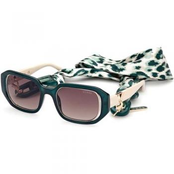 Guess Women's Square Sunglasses GU7817/S 96F with Scarf - Shiny Dark Green, Size: 53 MM