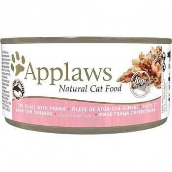 Applaws Cat Atún y Gambas - Pack de 24 Latas de Comida Húmeda para Gatos Adultos, Peso Neto 70g cada una