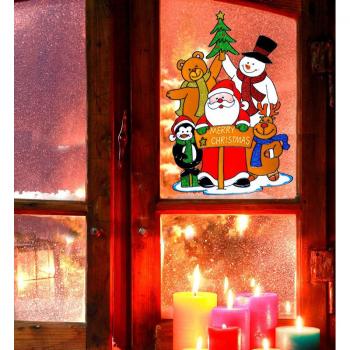 Pegatina Ventana Decorativa Familia Papá Noel de 40 cm