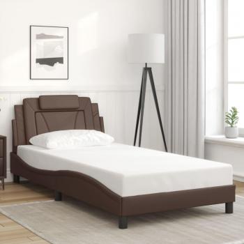 Cabecero de cama marrón de 100x200 cm en cuero sintético