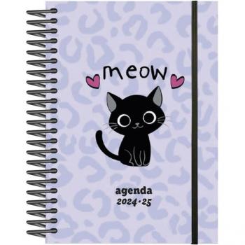 Agenda escolar 2024-2025 Senfort Student decorada espiral tapa PP D/P 120x170 con goma Cats