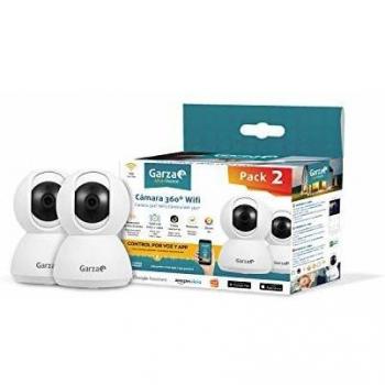 Garza ® Smarthome - Pack 2 Cámaras de Vigilancia Interior inteligente Wifi 360°, 720P HD, Visión Nocturna, Detección De Movimiento, Audio Bidireccional, Control remoto a través de app.