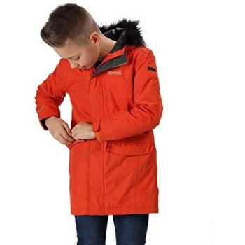 Regatta Perry - Parka impermeable con capucha para niños, Unisex niños, Chaqueta aislante impermeable., RKP210 33LC05, Naranja oxidado, 5-6