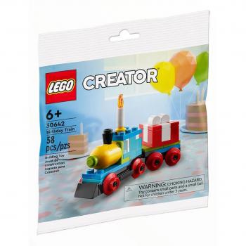 LEGO Creator Tren de Cumpleaños - Polybag 30642, incluye un tren de cumpleaños con vagones decorativos, piezas móviles, diseño colorido y fácil ensamblaje