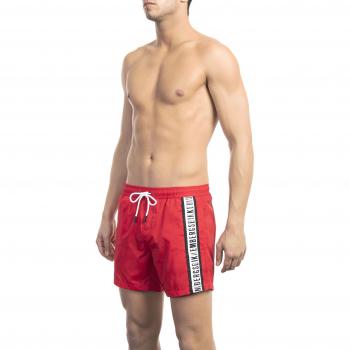 Bikkembergs Red Polyamide Swimwear - Female Beachwear, Size: S, Red Swim Shorts with Tape